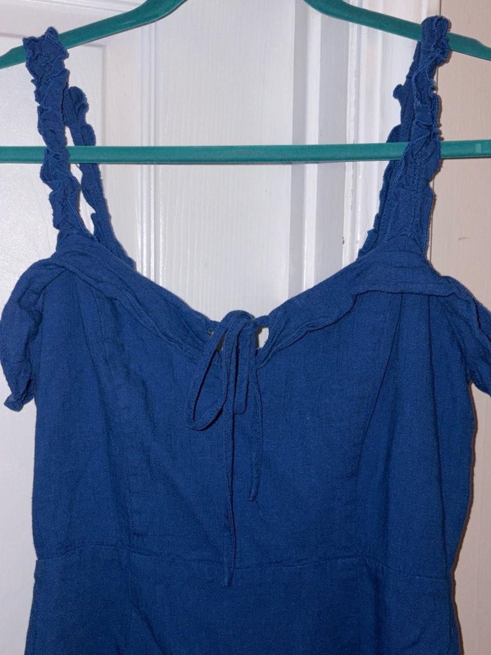 Blue Mini Sundress with Ruffle Straps - Picture 2 of 4